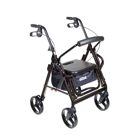 DRIVE MEDICAL Duet Dual Function Transport Wheelchair Rollator, Black 795bk